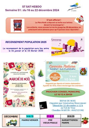 Semaine 51 Du 16 Au 22 Décembre 2024