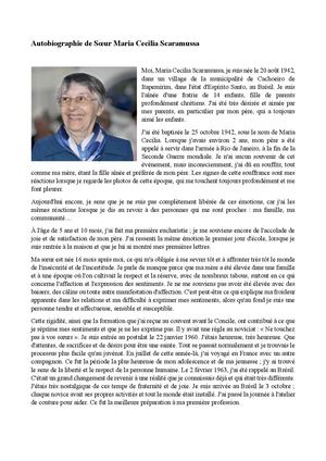 Autobiographie de Sœur Maria Cecilia Scaramussa