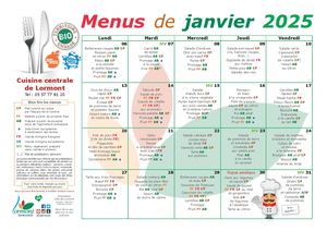 Menus des écoles - Janv. 2025