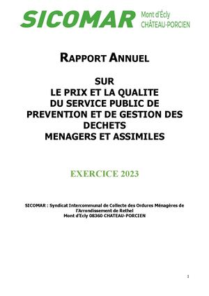 Rapport d'activité SICOMAR 2023