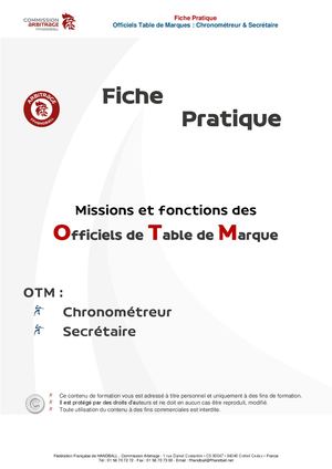 FFHandball CNA - Fonctions Chronometreur Secretaire