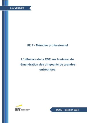 M.DSCG. 2024.1 - L’influence de la RSE sur le niveau de rémunération des dirigeants de grandes entreprises