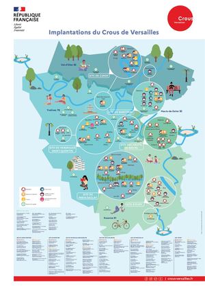 Carte des implantations du Crous de Versailles
