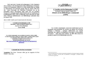 AMFAR A15 182 Histoire de la Bibliothèque communale
