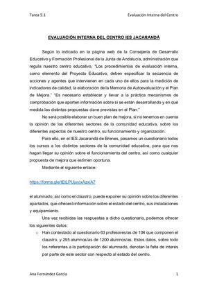 Evaluación Interna Del Centro Ies Jacarandá