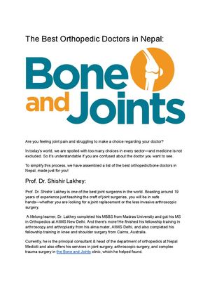 The Best Orthopedic Doctors In Nepal