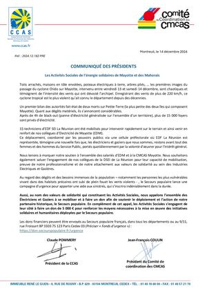 2024 12 182 Pre Communiqué Les Activités Sociales De L’énergie Solidaires De Mayotte Et Des Mahorais