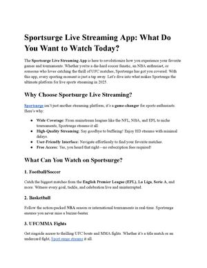 Sportsurge Live Streaming App What Do You Want To Watch Today