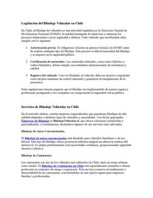 Legislación Del Blindaje Vehicular En Chile