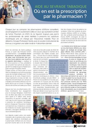AIDE AU SEVRAGE TABAGIQUE - Où en est la prescription par le pharmacien ?