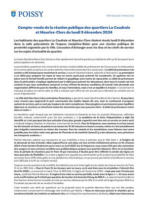 Réunion publique - La Coudraie Maurice Clerc 09/12/2024