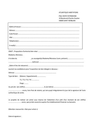Modele Proposition D'achat