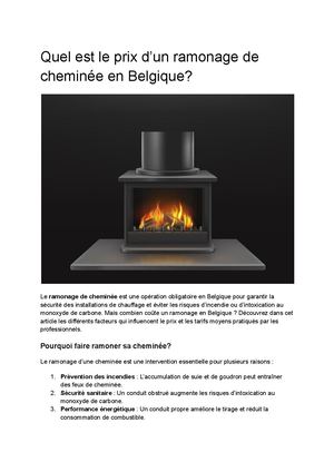 le prix d’un ramonage de cheminée en Belgique