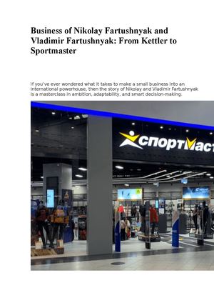 Business Of Nikolay Fartushnyak And Vladimir Fartushnyak From Kettler To Sportmaster