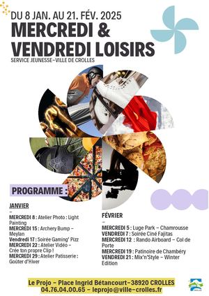 Prog Mercredi & Vendredi loisirs Jan Fév 2025