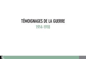 Témoignages de la Guerre 1914-1918.