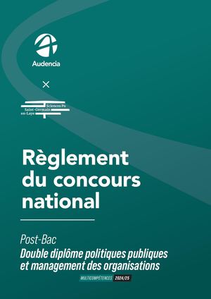 Reglement Concours Bachelor Politiques Publiques & Management des Organisations