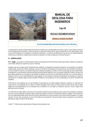 Manual de geología- Cap 09. Rocas Sedimentarias.