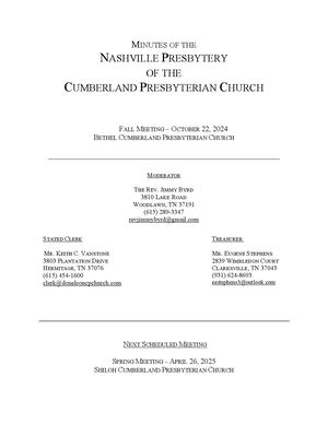 Final Minutes Of Nashville Presbytery Fall 2024 With Appendix Letters And Page Numbers Signed