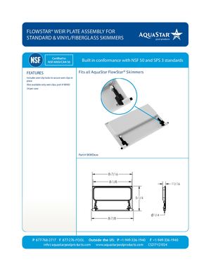 SKWDxxx Flow Star Weir Plate Assembly For Standard Vinyl Fiberglass Skimmers CS217 121024