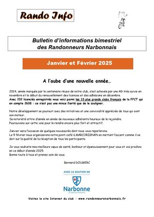 Rando Info Janvier et Février 2025