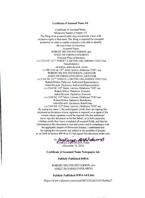 Assumed Name Ad Ankit