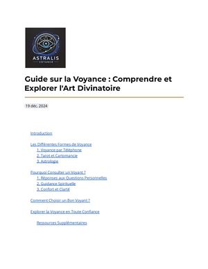 Guide Sur La Voyance Et Les Pratiques Divinatoires