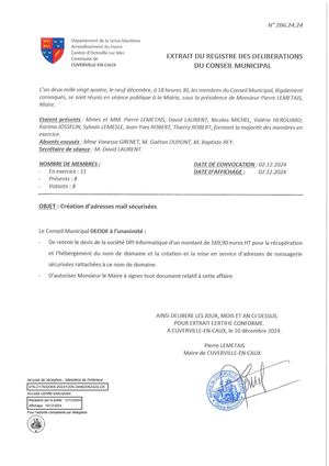Délib 206 24 24 Création D'adresses Mail Sécurisées