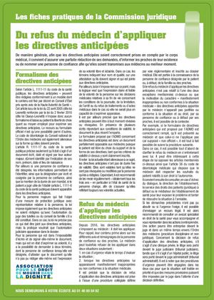 Du Refus Du Médecin D'appliquer Les Directives Anticipées