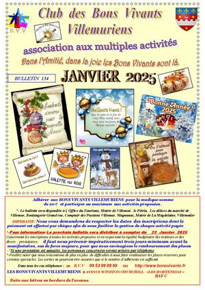 Bulletin 134 - Janvier 2025 Bons Vivants Villemuriens