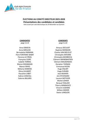 Candidatures au CD 2025-2028