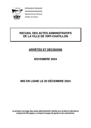 Recueil des actes administratifs novembre 2024