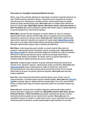 Akorculuk Sevdiğiniz Sanatçılarla Müzikal Yolculuk