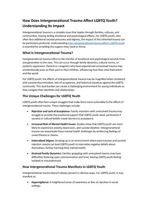 How Does Intergenerational Trauma Affect Lgbtq Youth