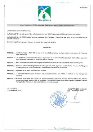 2024 12 23 Horaires Nocturnes éclairage Public