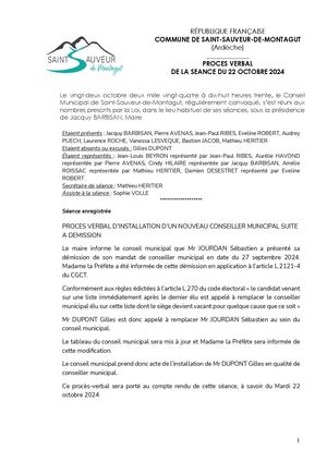 PV de la Séance du 22 octobre 2024