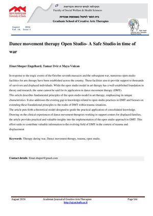 Dance movement therapy Open Studio- A Safe Studio in time of war (Abstract)