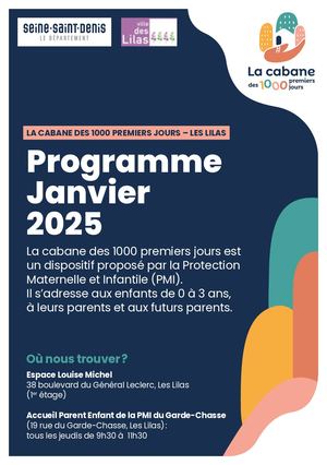 La Cabane des 1000 premiers jours aux Lilas - Programme de janvier 2025