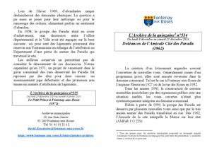 AMFAR A15 534 Doleances de l'amicale des Paradis (1962)