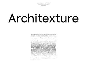 SPECIMEN "ARCHITEXTURE"