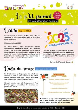 Journal Restauration Scolaire N°29 Décembre 2024