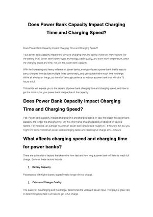 Does Power Bank Capacity Impact Charging Time And Charging Speed