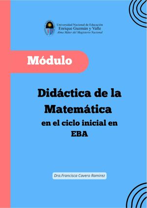 Modulo Didactica de la Matematica  en el Ciclo Inicial de EBA