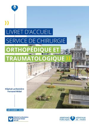 Livret D'accueil Orthopédique Et Traumatologique Vdef