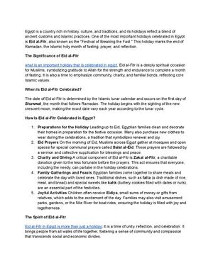 What Is An Important Holiday That Is Celebrated In Egypt