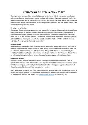 Perfect Cake Delivery In Oman To Try