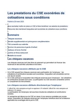 Urssaf Prestations Exonerees