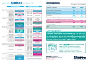 Horaires Piscines 2025