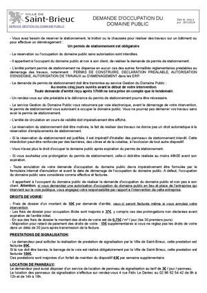 Demande d'occupation du domaine public 2025