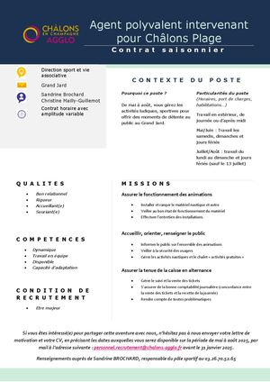 Jobs D'été Châlons Plage 2025